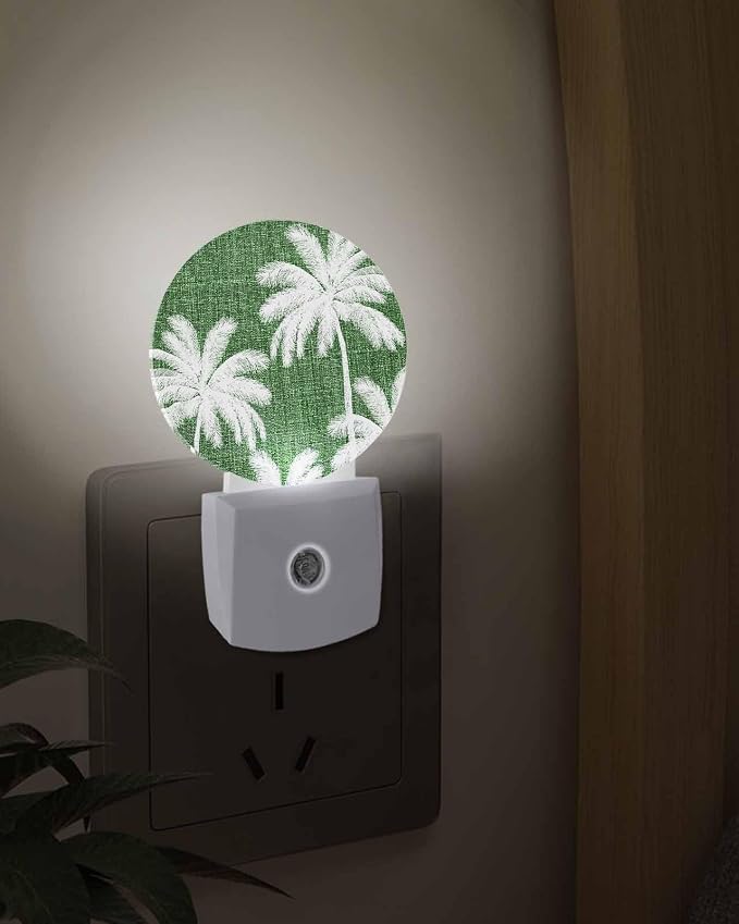 Night Lights Auto Sensor Tropical Palm Trees Night Light Forest Green Linen - Image 3