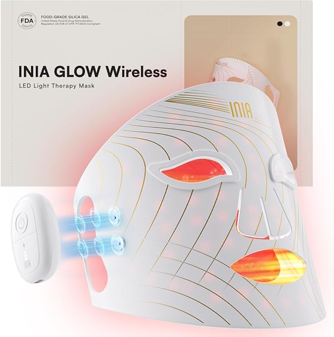 INIA Red Light Therapy Mask for Face, Glow Wireless LED Face Mask Light Therapy by INIA