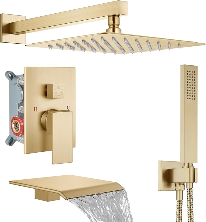 Midanya Shower System with Tub Spout, Bathtub Shower Faucet Set with Square by Midanya