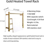 XBVV Gold Heated Towel Rack for Bathroom, Wall Mounted Bath Towel Warmer - Image 6