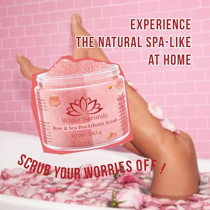 Organic Rose & Sea Buckthorn FACE & BODY SCRUB, Natural & Pure Exfoliating Scrub - Image 4