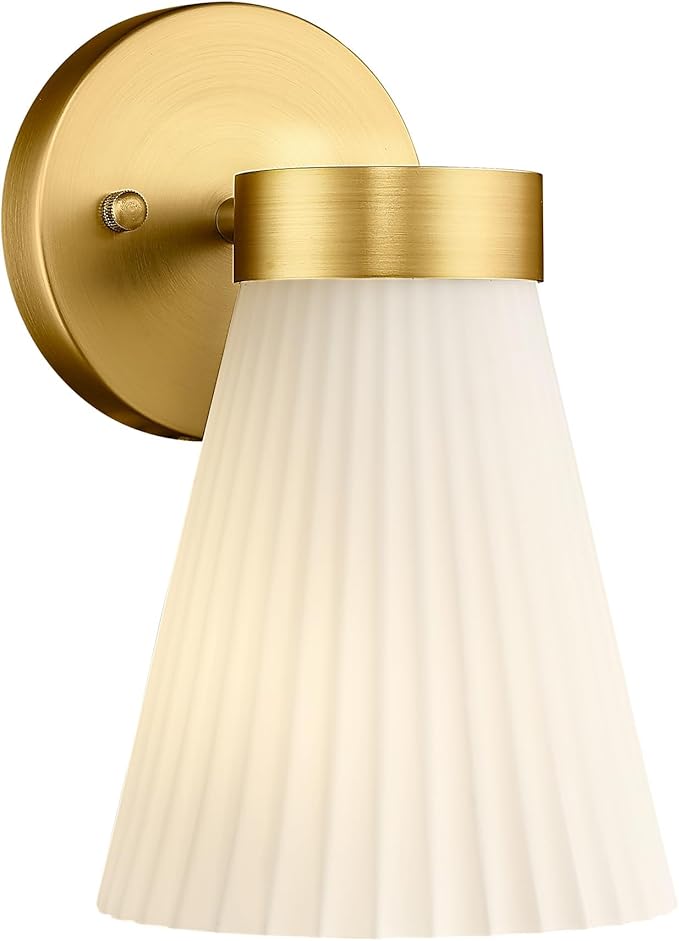 Gold Wall Sconce, HWH Single Wall Light Fixture Brushed Gold Wall Lamp by HWHINVESTMENT