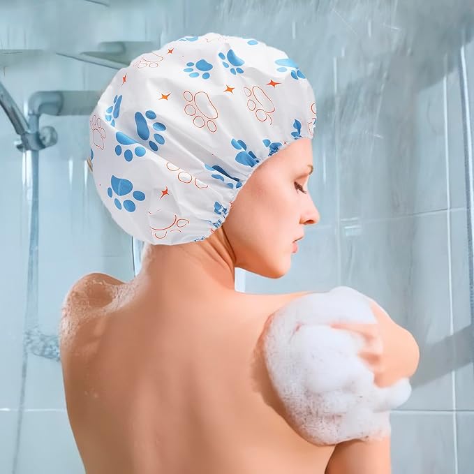 6 PCS Shower Caps for Women, Double Side Waterproof Shower Cap, Reusable - Image 2