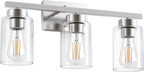 PARTPHONER 3-Light Bathroom Light Fixtures, Brushed Nickel Vanity Light - Image 2