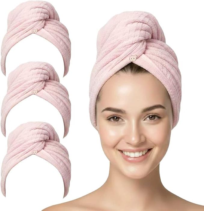 3 Pack Ultra Absorbent Microfiber Hair Towel by YHPDYL