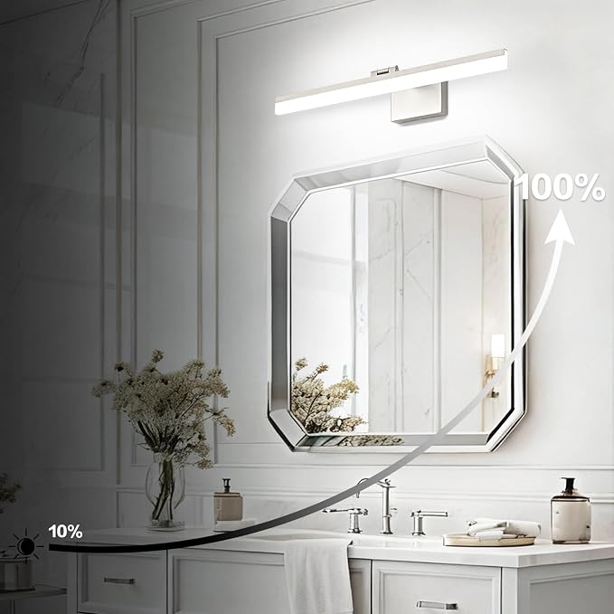 SOLFART 24 inch LED Vanity Lights Brushed Nickel Bathroom Light Fixture - Image 4