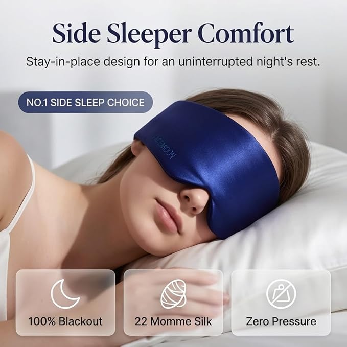 Silk Sleep Mask for Side Sleepers, 100% 22 Momme Mulberry Silk, Full Coverage - Image 5
