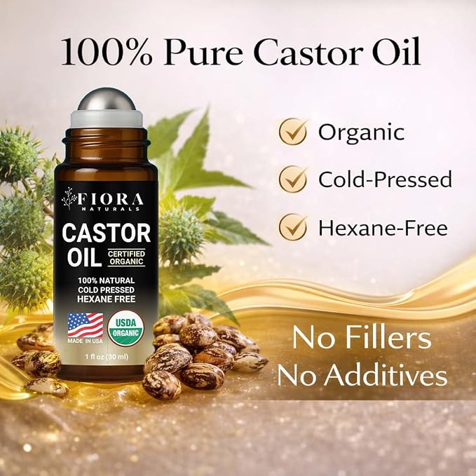Organic Castor Oil Roll On & Stainless Steel Gua Sha Facial Tool – Metal Face - Image 3