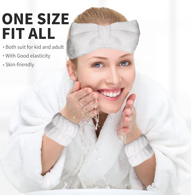 WSYUB Spa Headband and Wristband Set, Face Wash Headband, Makeup Skincare - Image 5