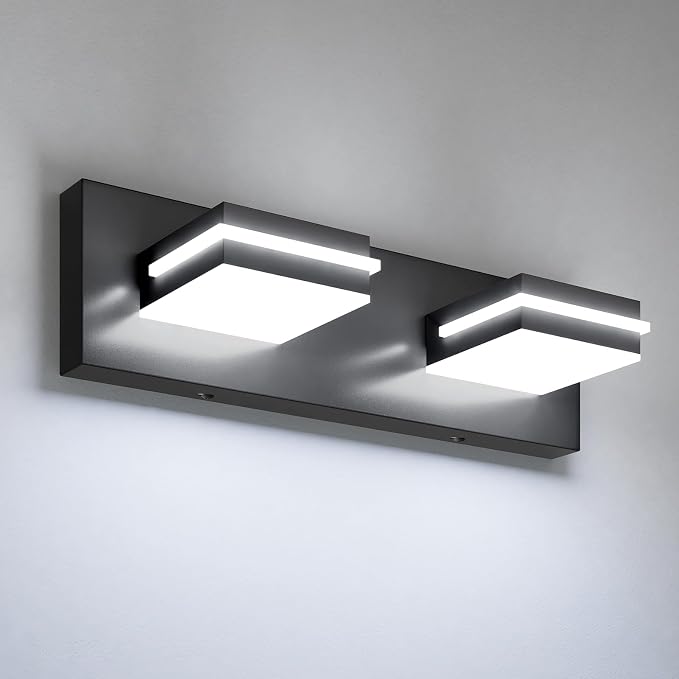 VOLISUN Modern Bathroom Vanity Light Fixtures, Matte Black LED Bathroom by VOLISUN