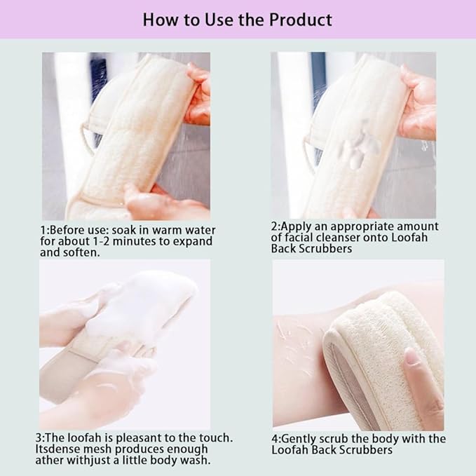 Extra-Long Natural loofah Back Scrubber, Long Back Scrubber - Image 4