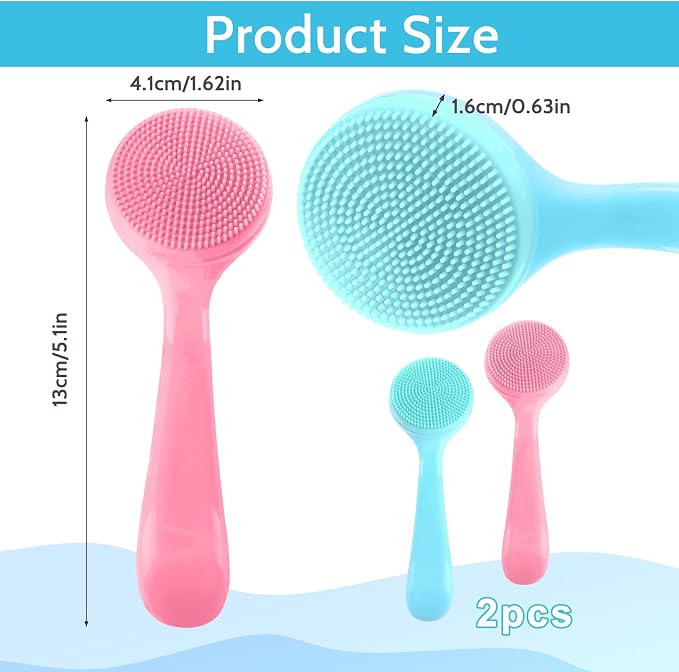 2Pack Silicone Face Brush Manual Face Scrub Brush Soft Facial Brushes - Image 3