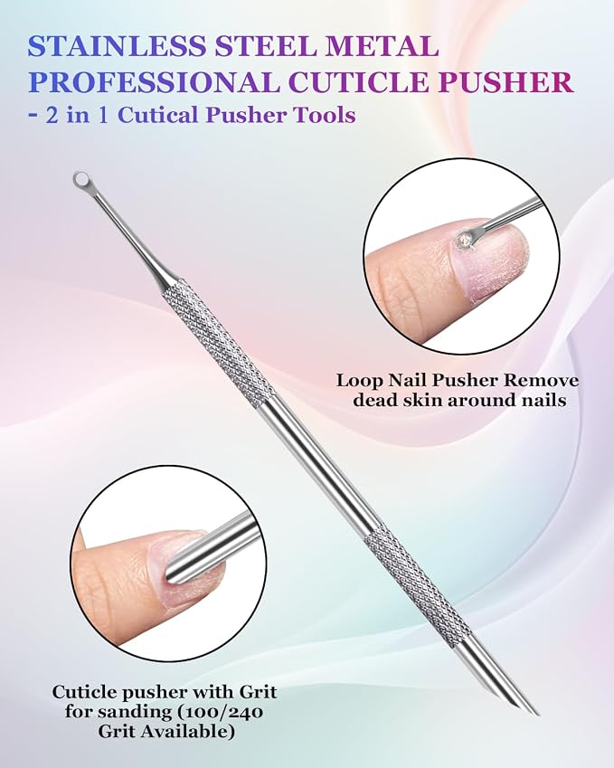 Loop Cuticle Pusher, Pre-treatment Cuticle Pusher, Stainless Steel Round - Image 3