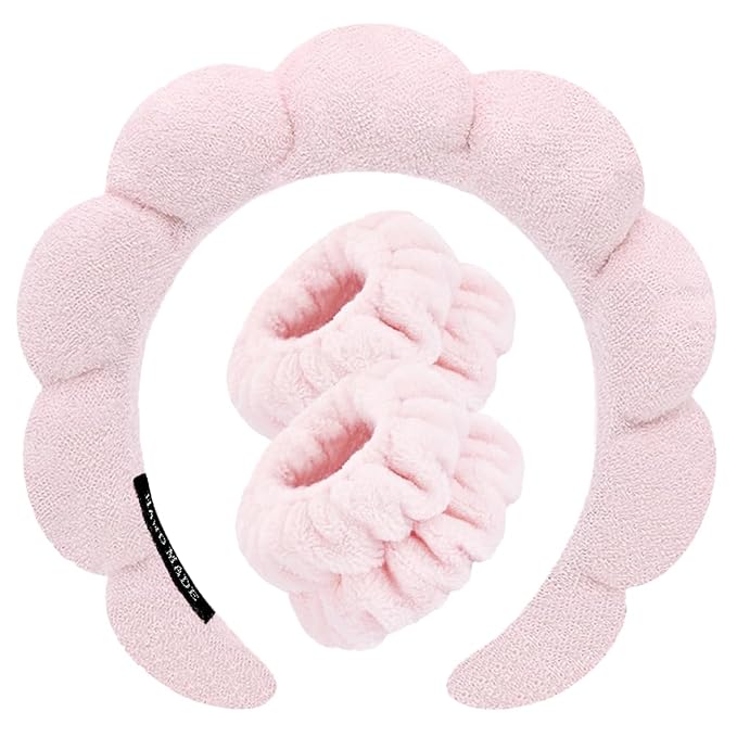 Spa Headbands for Washing Face Wristband Set Sponge Makeup Skincare Headband by Tetizo