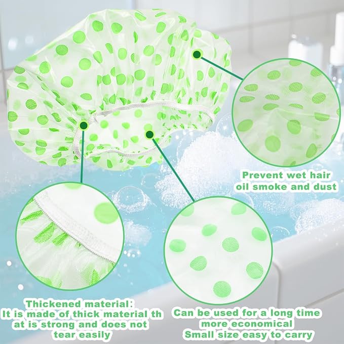 18 Pack Shower Caps for Women, Waterproof Reusable & Disposable Adjustable Bath - Image 3