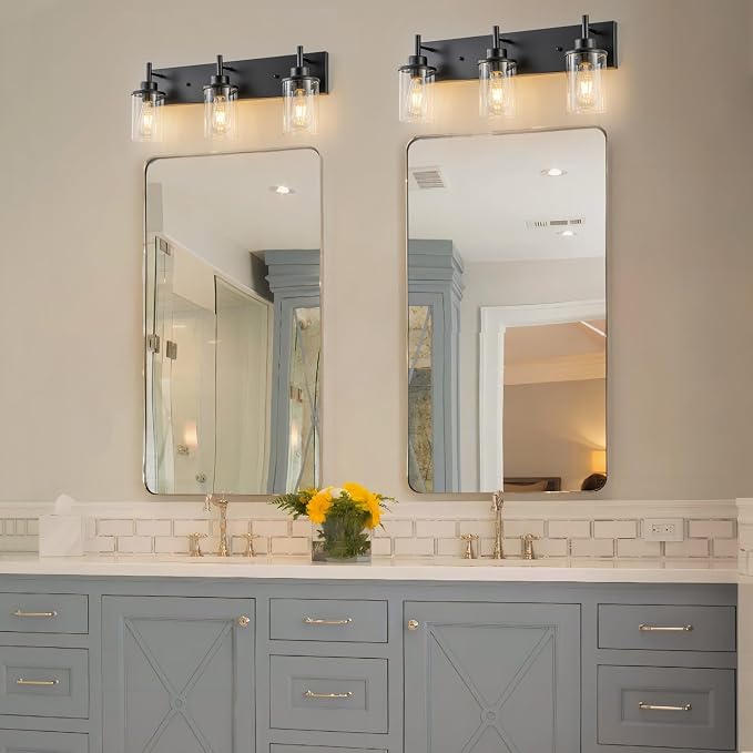 GoYeel Vanity Lighting Fixtures, Matte Black Bathroom Light Fixtures 3-Light - Image 7