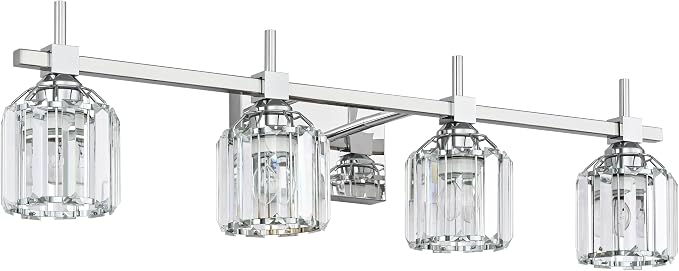SOLFART Crystal 4 Lights Bathroom Lights Over Mirror Bathroom Lighting Fixtures by SOLFART
