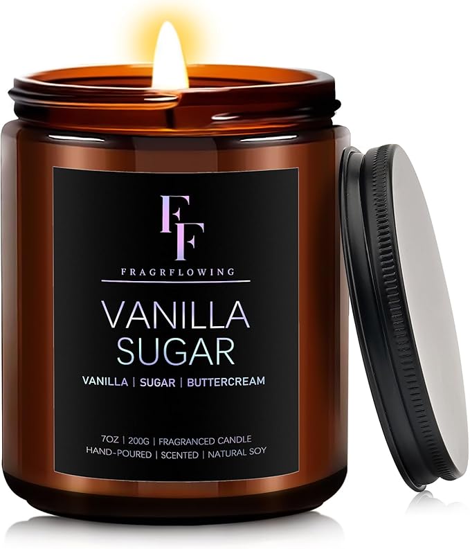 Vanilla Sugar Scented Candles for Home, Soy Wax Candle Aromatherapy Candles by FFFRAGRFLOWING