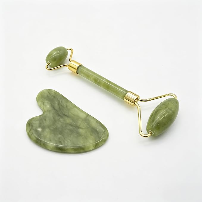 Chikoni 3 in 1 Ficial Face Ice Jade Roller and Gua Sha Tool, 100% Natural Real - Image 7