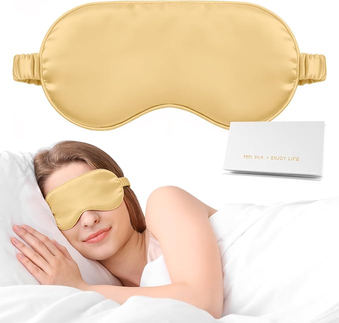 Silk Sleep Mask, Eye Mask for Sleep Women Men, Mulberry Sleeping Mask by Doitory