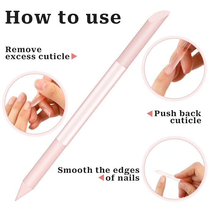 Glass Cuticle Pusher Set of 2 Cuticle Remover Tool Nail Cuticle Trimmer Double - Image 5