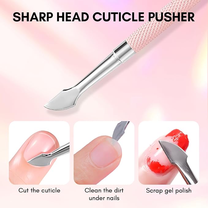 Makartt Cuticle Pusher, Professional Stainless Steel Nail Cleaner Dual Ended - Image 3