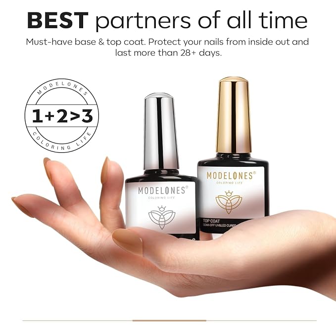 modelones 3 Pcs Top Coat Builder Nail Gel - Image 7