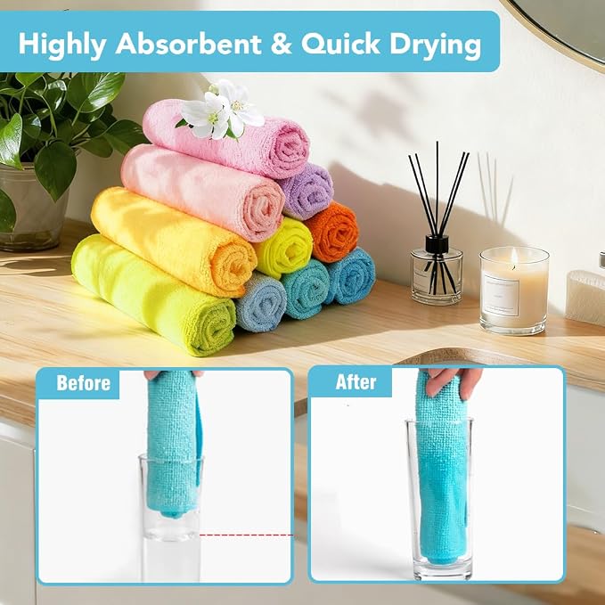 Orighty Washcloths, 20 Pack Microfiber Face Towels, Highly Absorbent and Soft - Image 3
