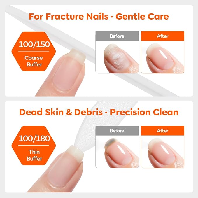 Modelones Glass Nail Files, Double-Sided Reusable Sandblasted Fingernail - Image 2