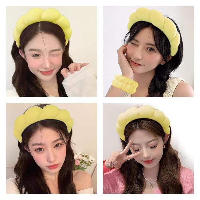 Spa Headbands for Washing Face Wristband Set Sponge Makeup Skincare Headband - Image 4