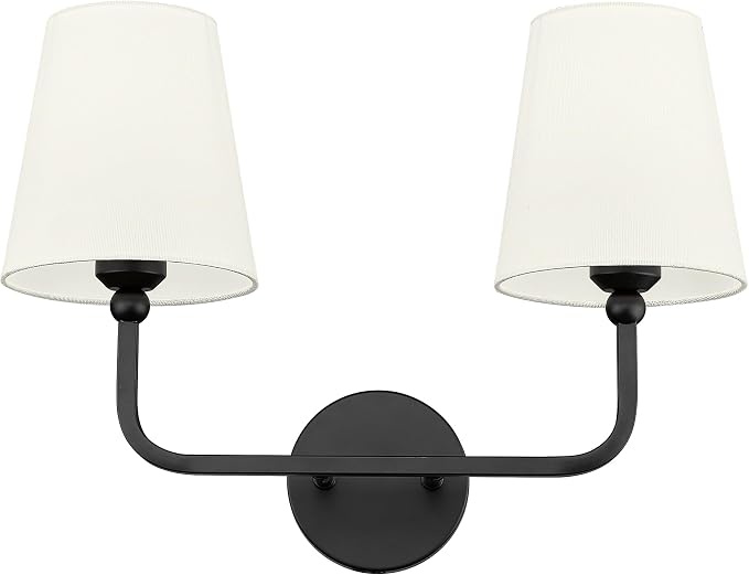 2-Light Bathroom Light Fixtures, Matte Black Vanity Lights, Double Wall Sconce by Metwet