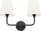 2-Light Bathroom Light Fixtures, Matte Black Vanity Lights, Double Wall Sconce by Metwet
