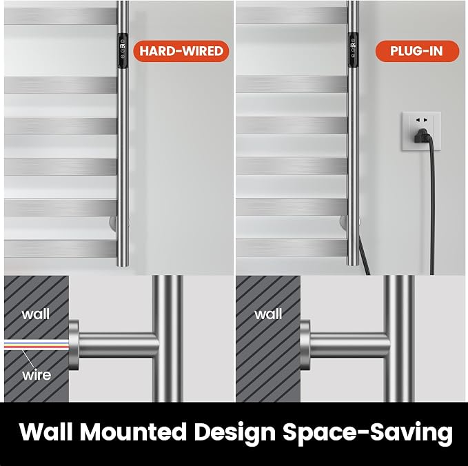 Electric Towel Warmer Rack, 10-Bar Stainless Steel Heated Tower Rack - Image 6