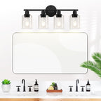 4-Light Bathroom Light Fixtures, Matte Black Modern Vanity Lights Over Mirror - Image 6