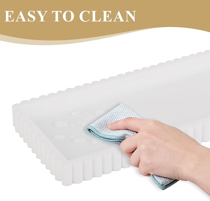 Silicone Bathroom Tray Small Vanity Organizer Rectangle Sink Caddy Sponge - Image 4