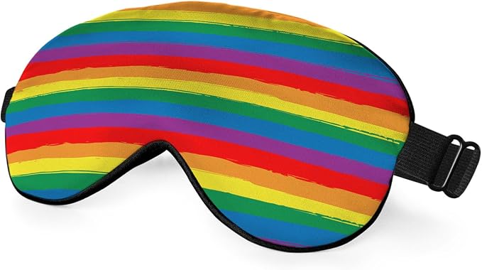 Rainbow Striped Sleep Eye Mask LGBT Flag Color Stripes Art Silk Eye Mask by Unknown