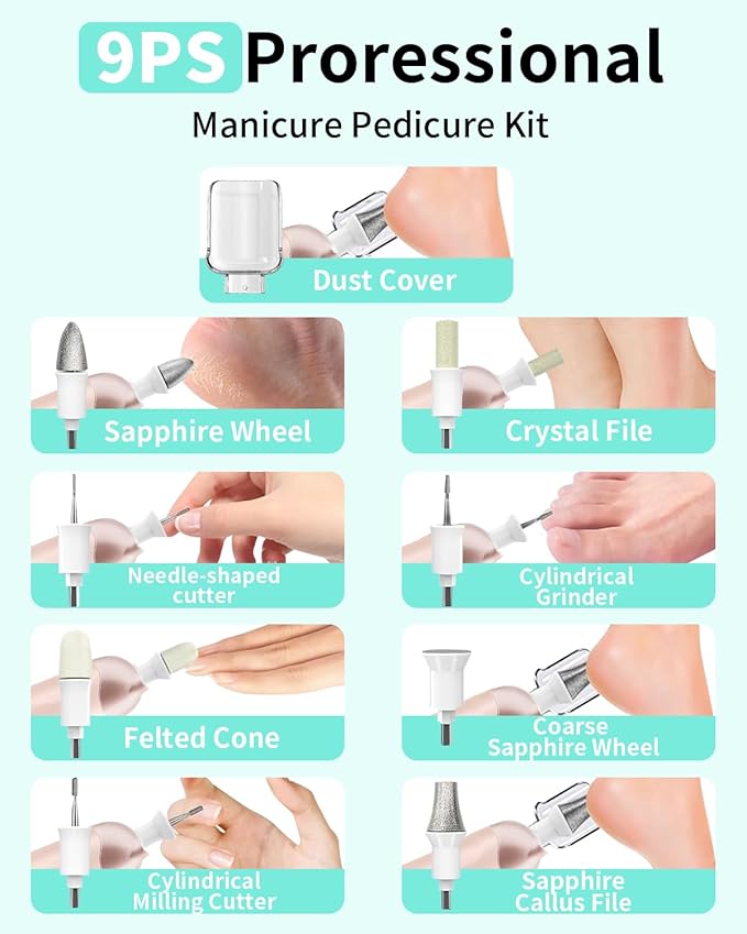 Manicure Pedicure Kit for Women, Professional Nail Grinder for Senior Thick - Image 6