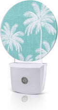 Night Lights Auto Sensor Tropical Palm Trees Night Light Teal Linen Coastal by Home+L6