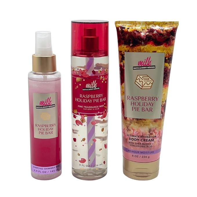 Bath & Body Works MILK Collections RASPBERRY HOLIDAY PIE BAR Diamond Shimmer - Image 9