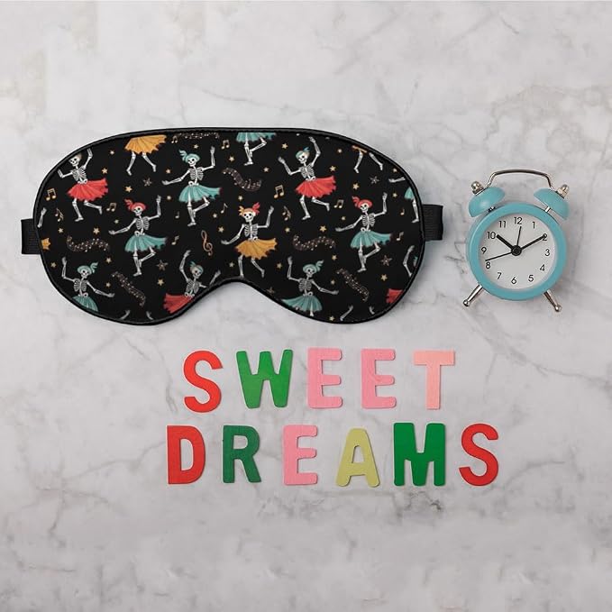 Dancing Skull Sleep Mask Eye Mask Party Halloween Music Fun Headphones Black - Image 6