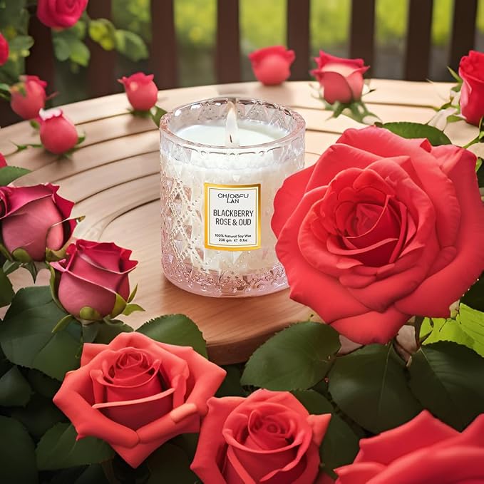 Chloefu LAN Rose Scented Candle, Oud Candle, Mothers Day Candles Gifts - Image 5
