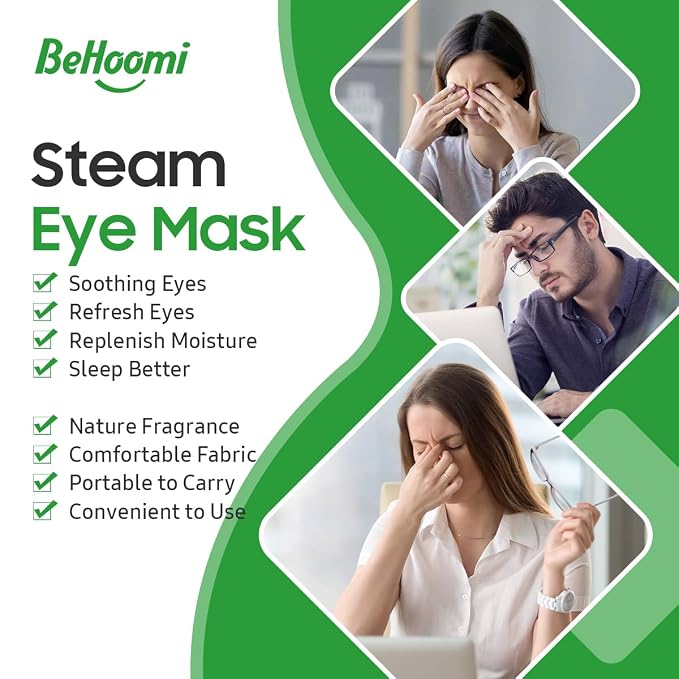 BeHoomi Steam Eye Mask, Self Heating Disposable SPA Warm Compress - Image 3