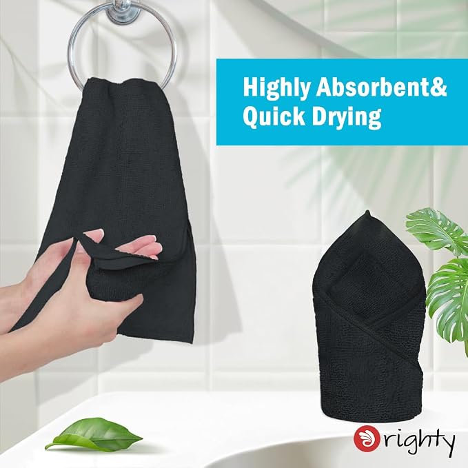 Orighty 6 Pack Black Hand Towels - Image 5