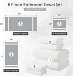 8 Piece Bath Towel Set White|2 Oversized Large Bath Sheet, 2 Hand Towels - Image 5