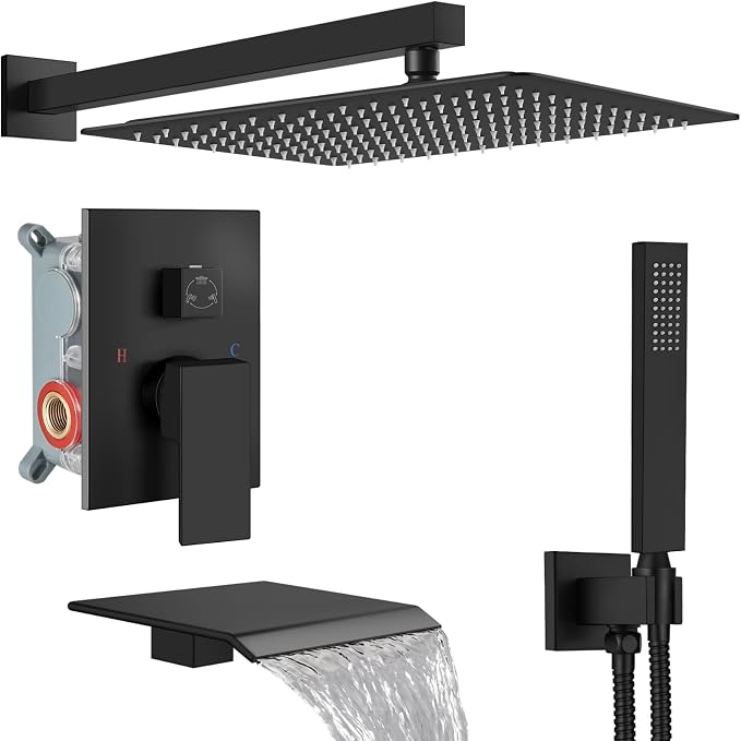 Midanya Shower System with Tub Spout, Bathtub Shower Faucet Set with Square by Midanya