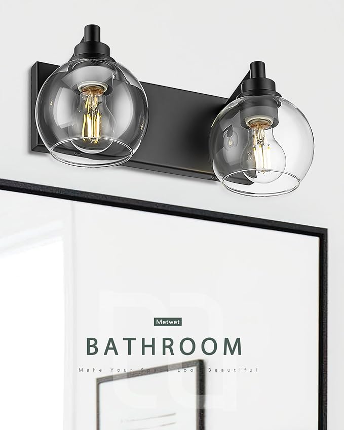 Bathroom Light Fixtures, 2 Light Matte Black Vanity Light, Modern Wall Sconces - Image 7