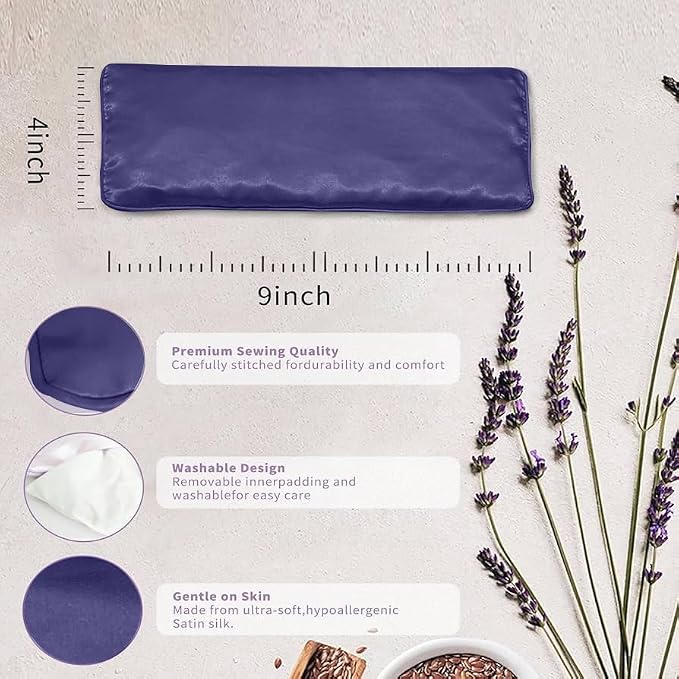 Flexseed Eye Pillow, Hot or Cold Weighted Satin Eye Mask, Microwaveable Moist - Image 4