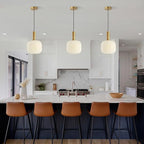 KCO Lighting Milk Glass Pendant Light White Ribbed Glass Pendant Lighting - Image 4
