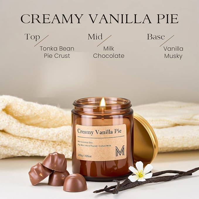 M&SENSE CreamyVanillaPie Scented Christmas Candle Gift, Aromatherapy Candle Set - Image 2