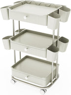 3 Tier Drawer Beauty Cart with 12 Movable Storage Organizer, Thickened ABS & by pouseayarMassageTable